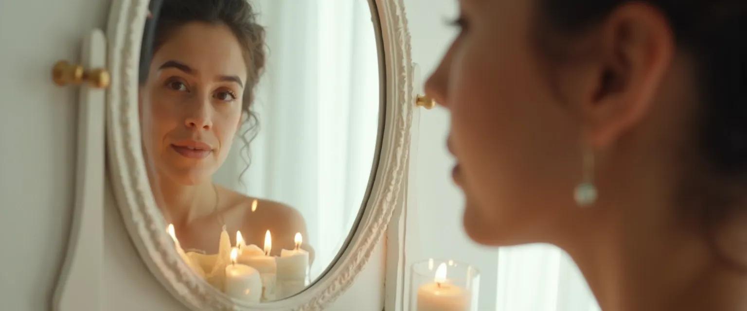 Person practicing mirror work as part of their guide to self-awareness