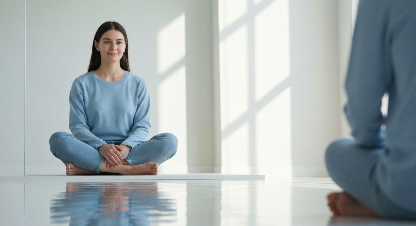 Person calmly reflecting showing how a person has awareness of self without overthinking decisions