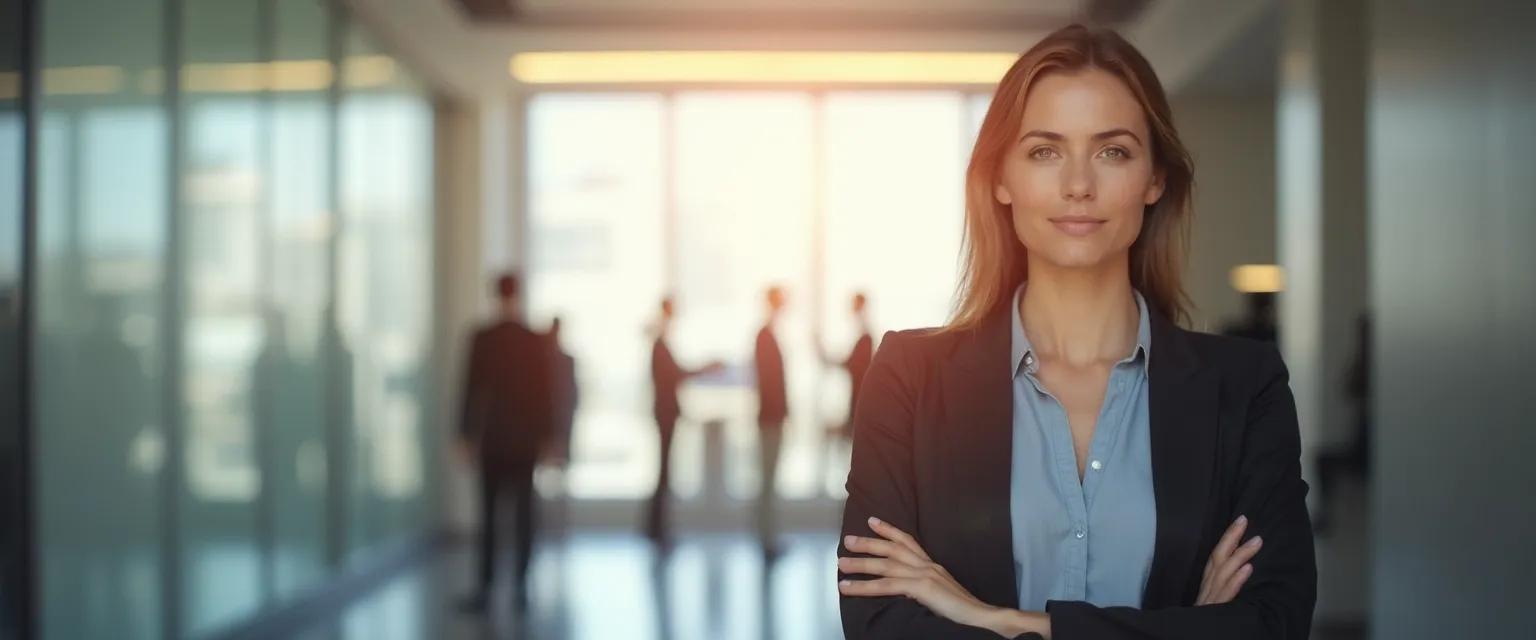 Woman confidently expressing her personal boundaries in a professional setting