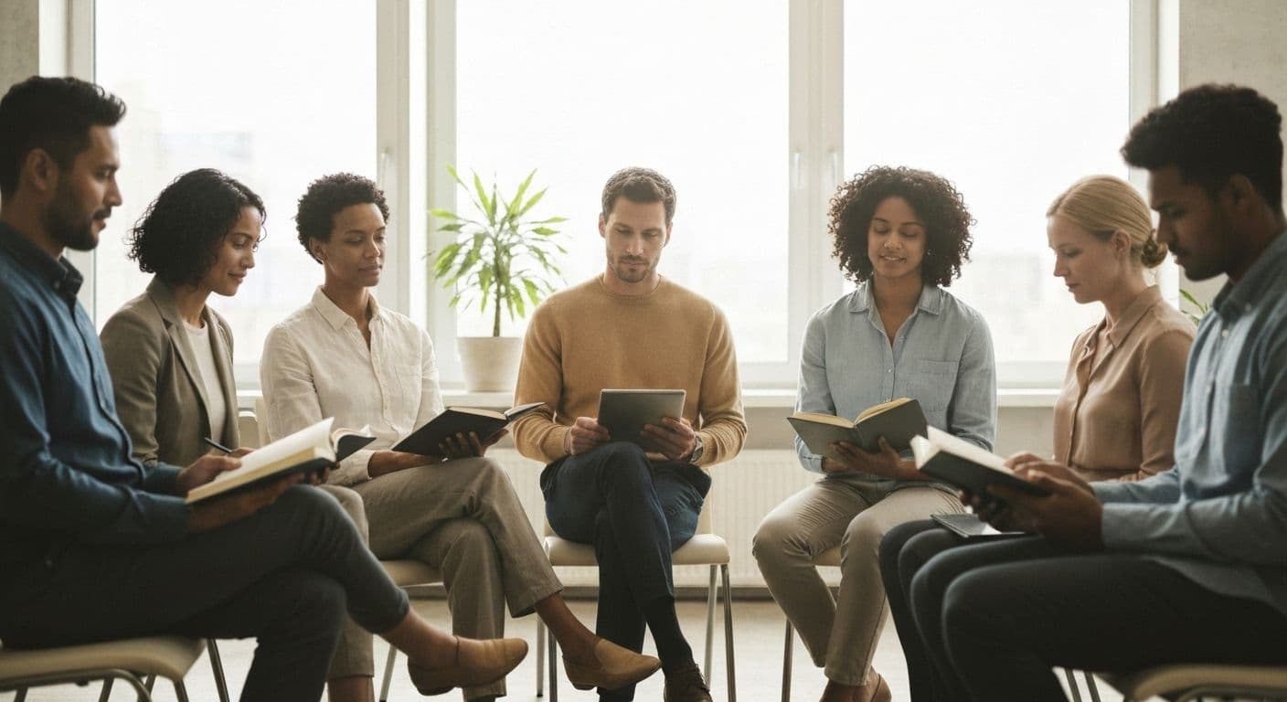 Team members engaged in daily self-awareness check-in session showing case study on self-awareness in workplace decision-making