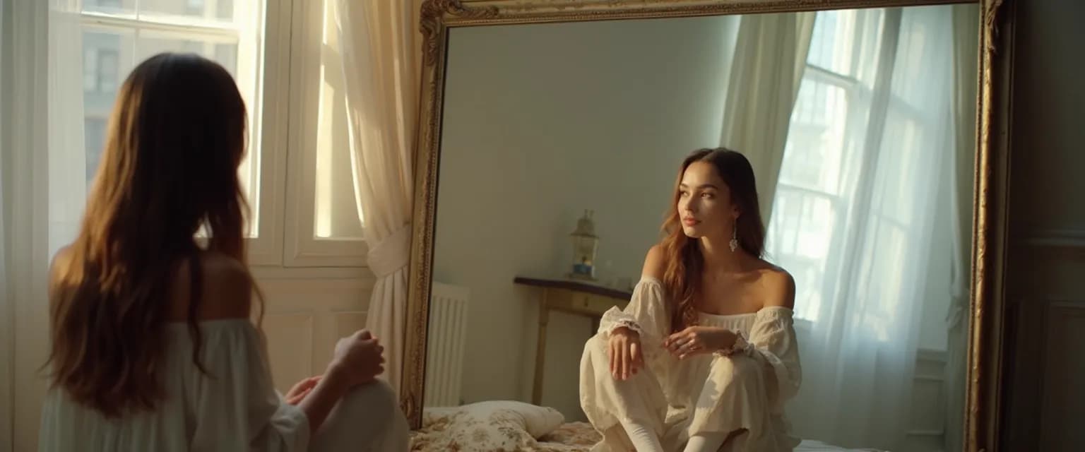 Person reflecting in mirror demonstrating having self awareness for better decision making