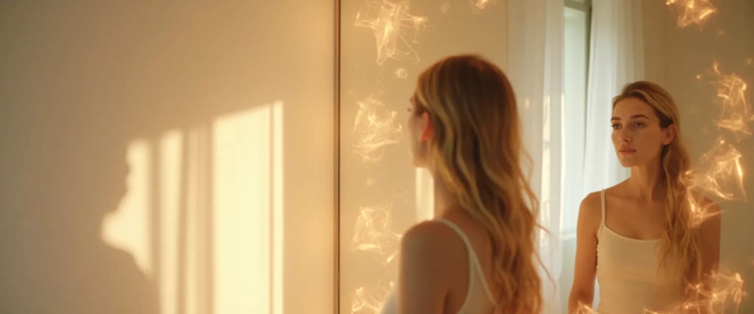 Person practicing self awareness help techniques with a calm, reflective expression