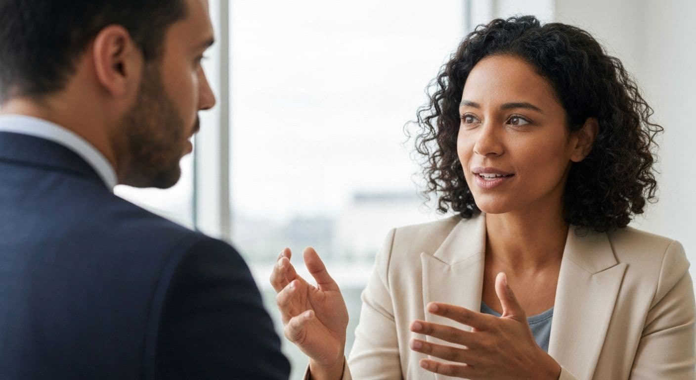 Person practicing EQ awareness during conversation, demonstrating active listening and emotional intelligence skills
