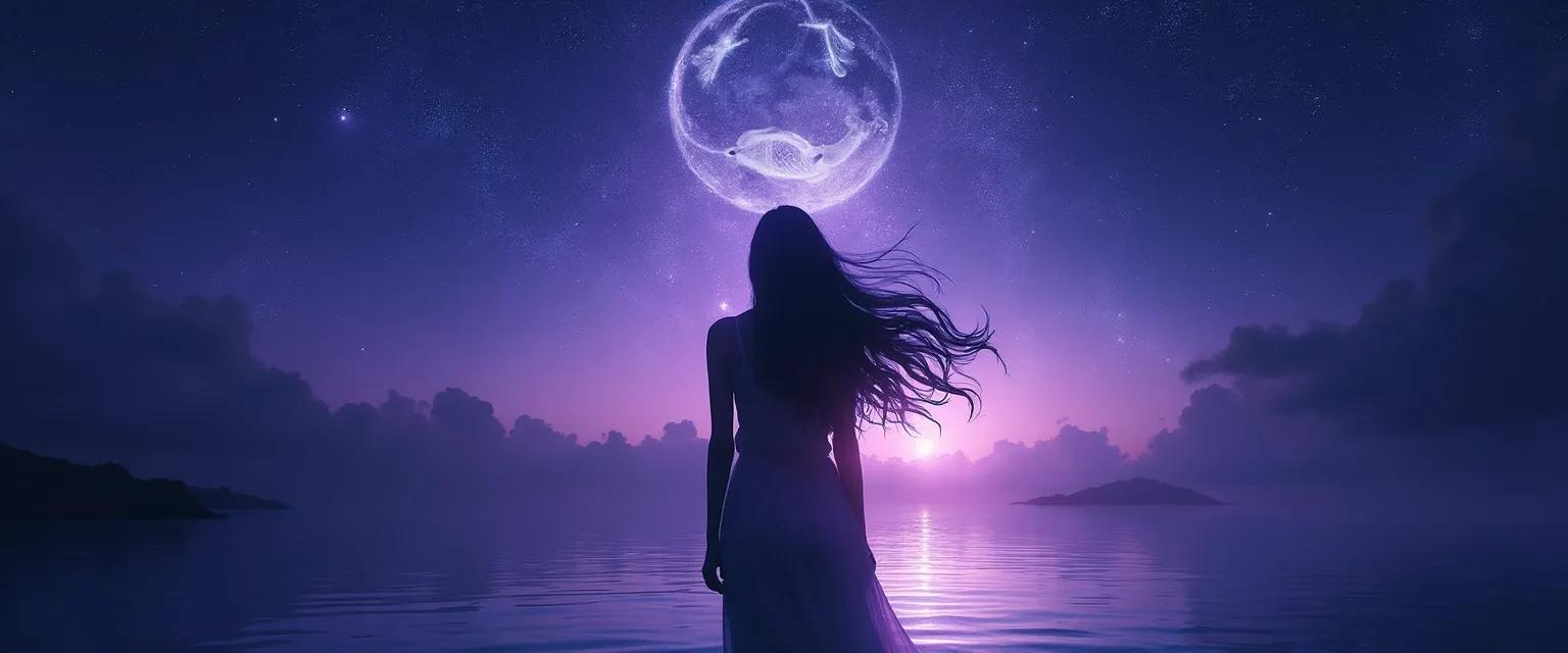 Scorpio woman after breakup performing healing water ritual under moonlight