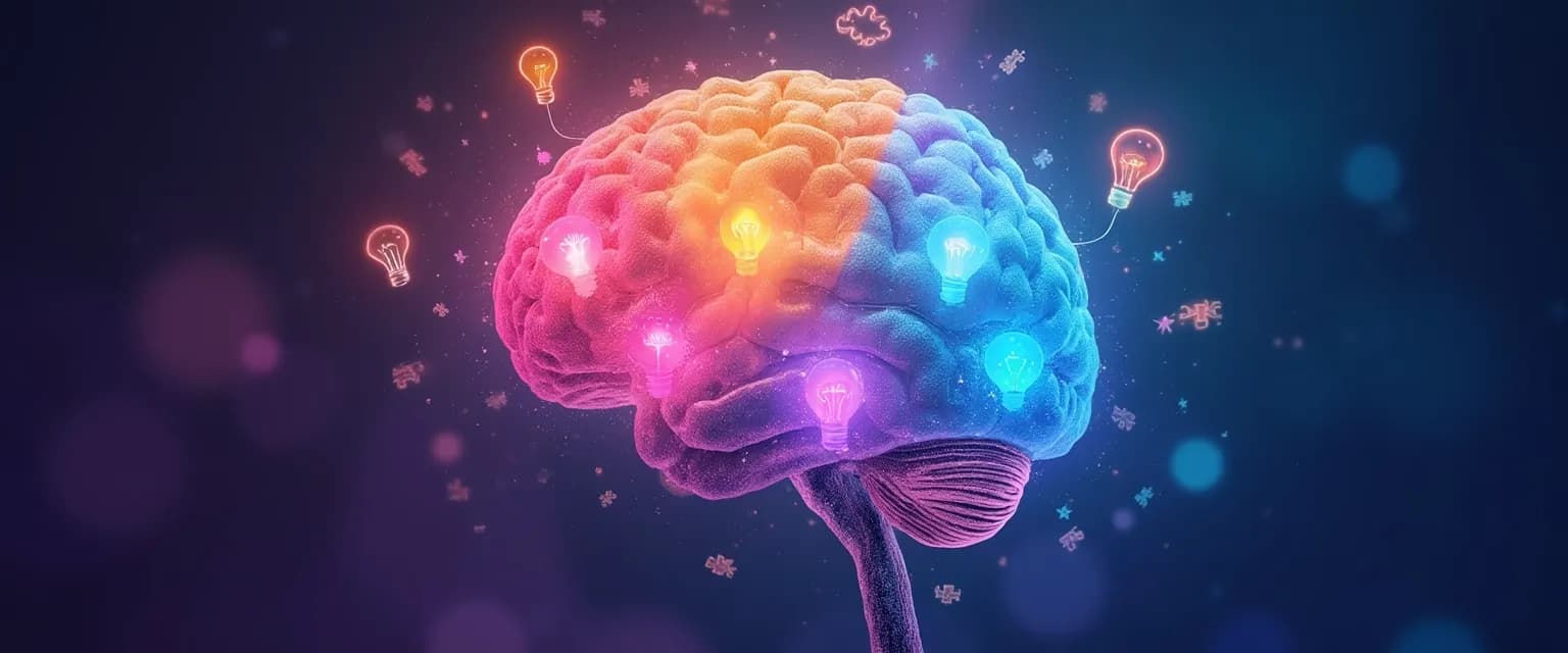 Person experiencing different states of mind for creativity and problem-solving