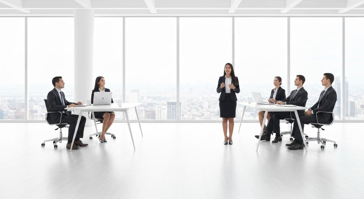 Professional demonstrating self awareness in conflict management during workplace discussion