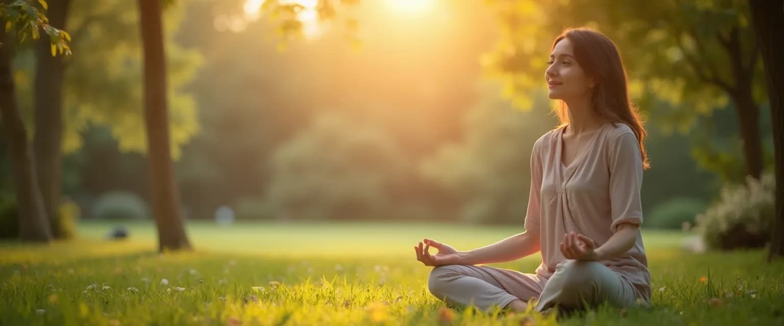 Person experiencing the happiness through a mindful moment outdoors
