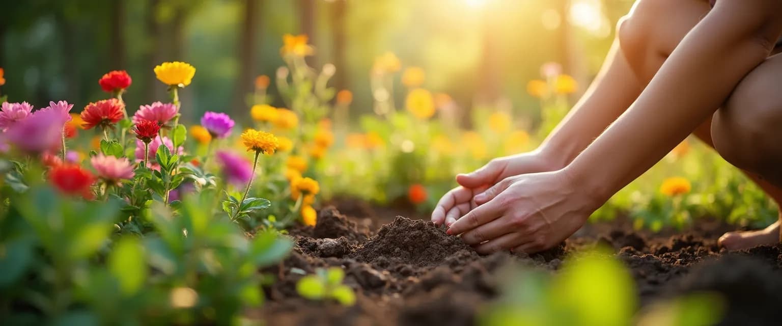 Person engaging in mindful gardening techniques to grow your mind and reduce stress
