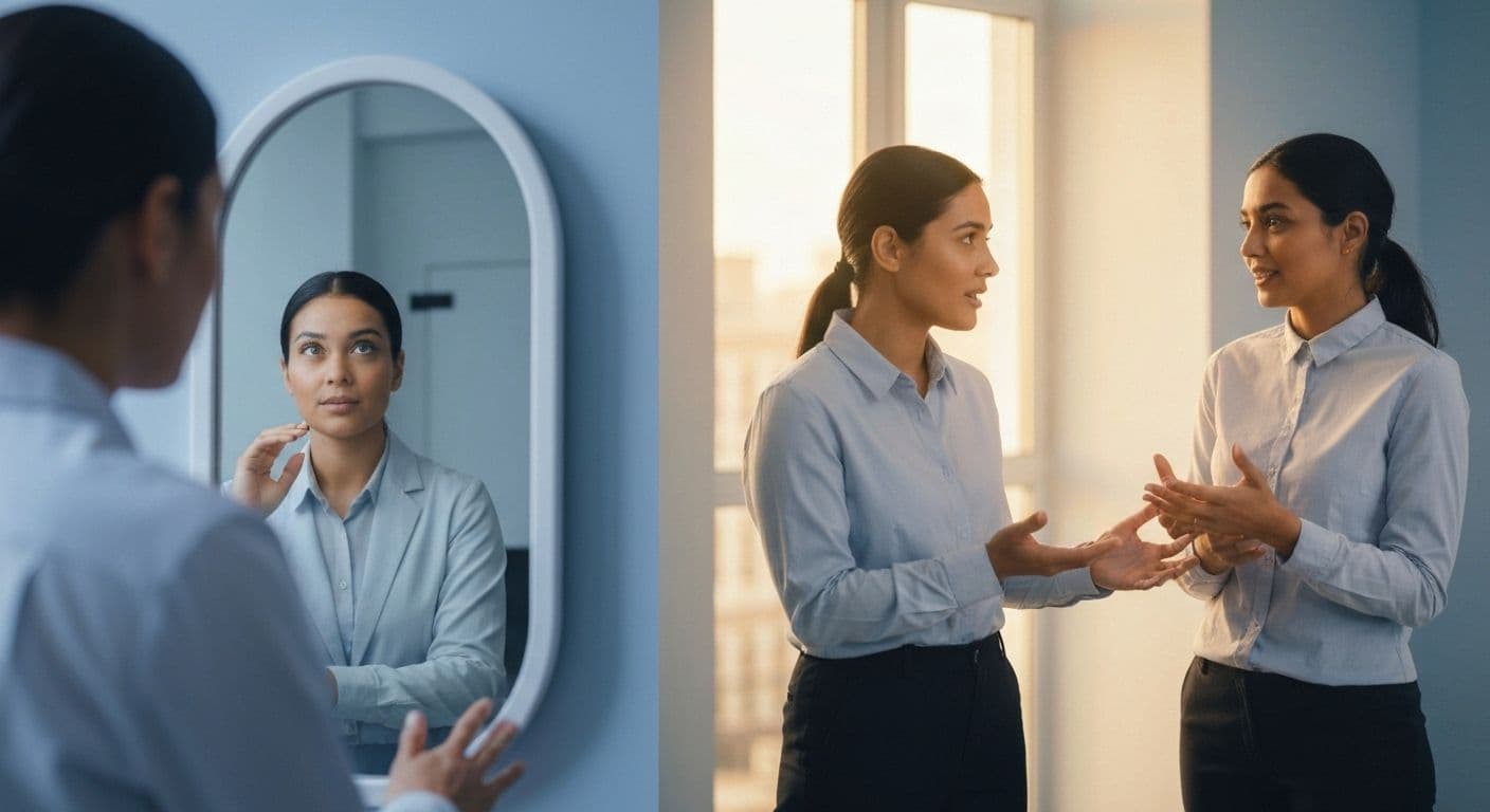 Person reflecting on their emotions while connecting with others, illustrating self awareness and awareness of others
