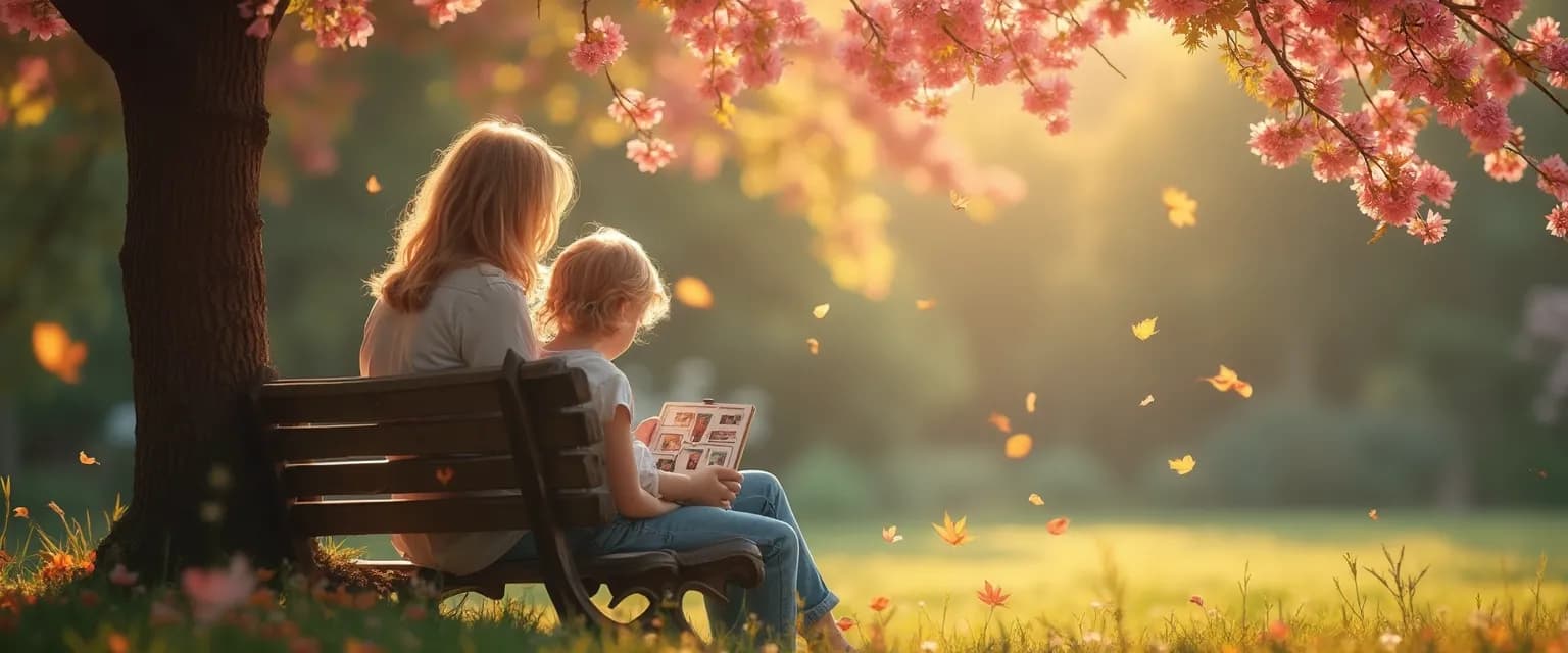 Parent and child practicing mindful grieving techniques together