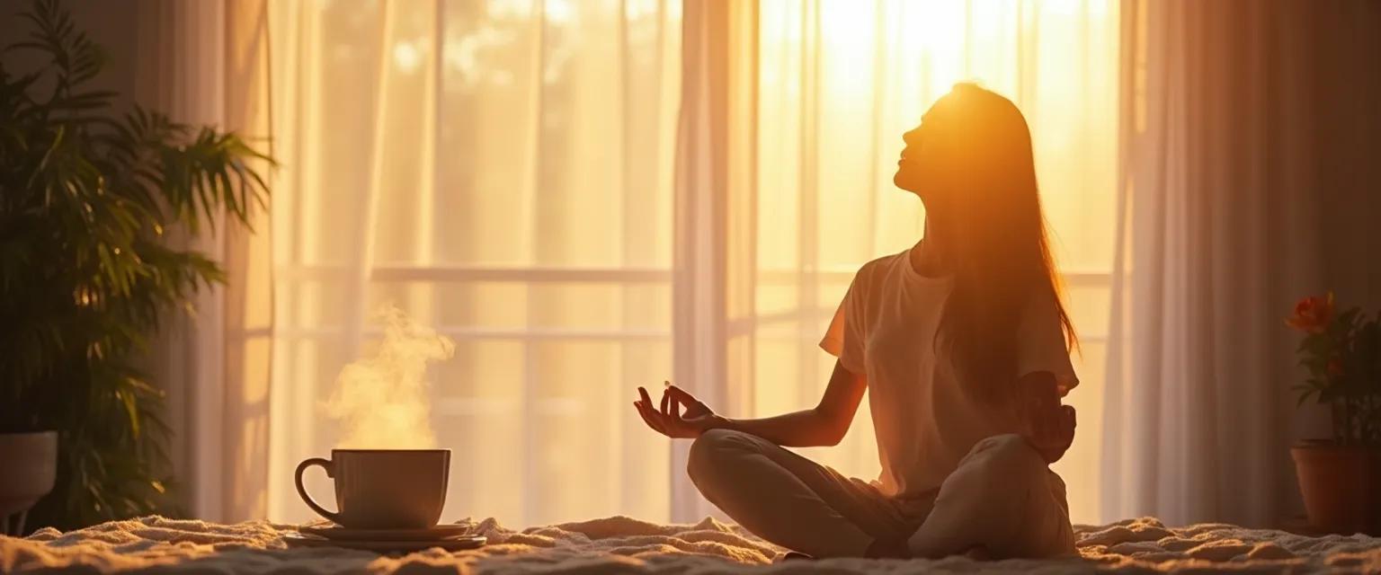 Person practicing quick mindfulness for depression relief during morning routine