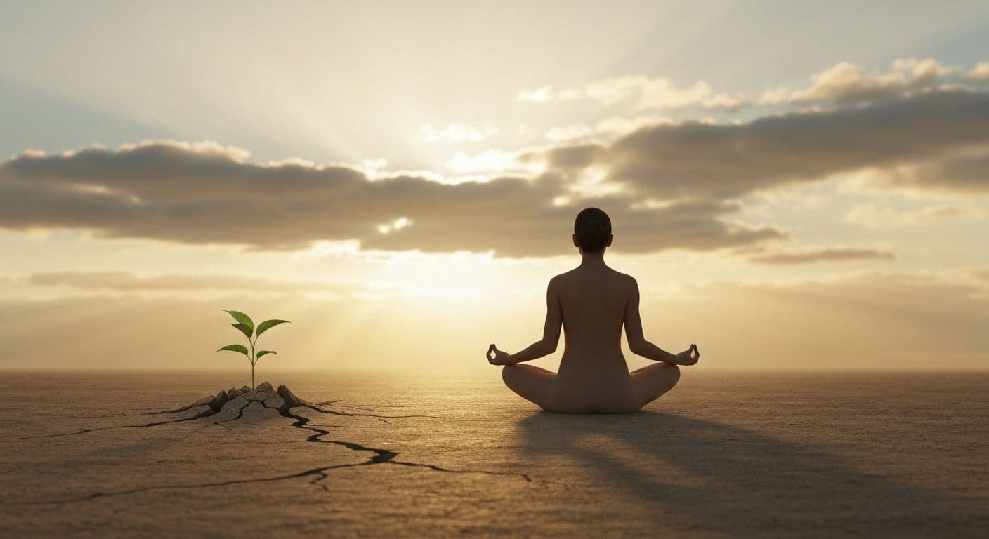 Person meditating peacefully in nature demonstrating spiritual healing post breakup through grounding practices