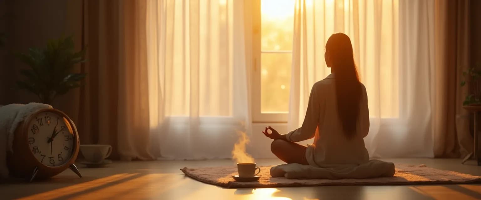 Person practicing self awareness meditation during their morning routine