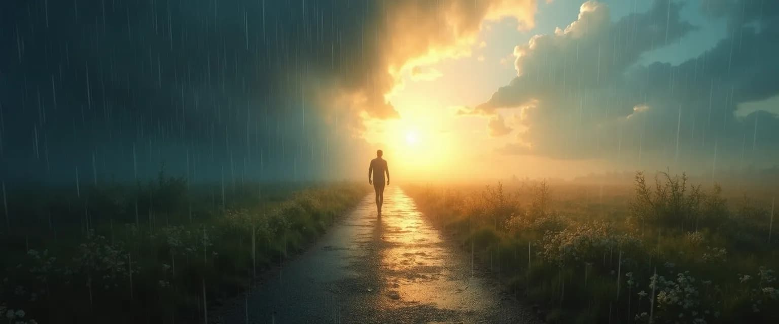 Person recovering from severe depression after breakup with supportive resources