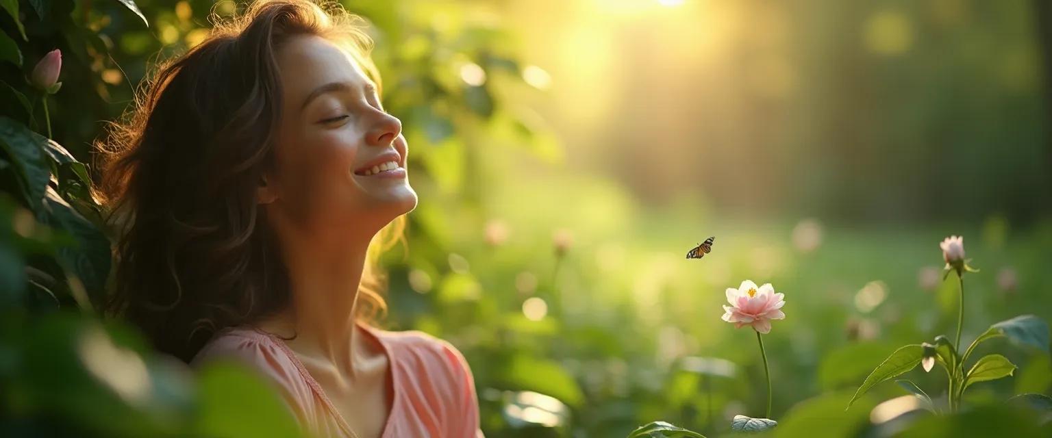 Person mindfully enjoying the present moment instead of chasing happiness