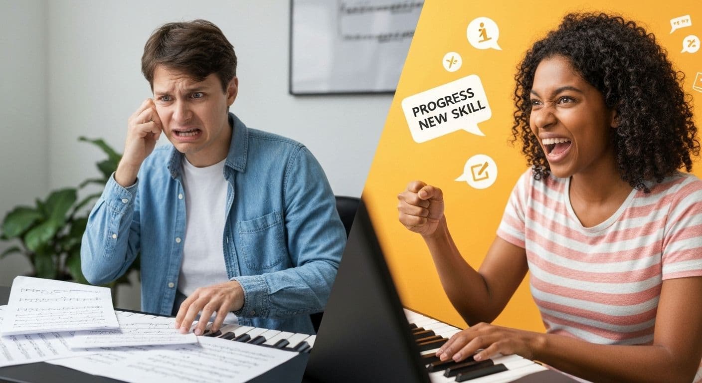 Person practicing a new skill with determination, illustrating how a growth mindset matters more than talent in learning