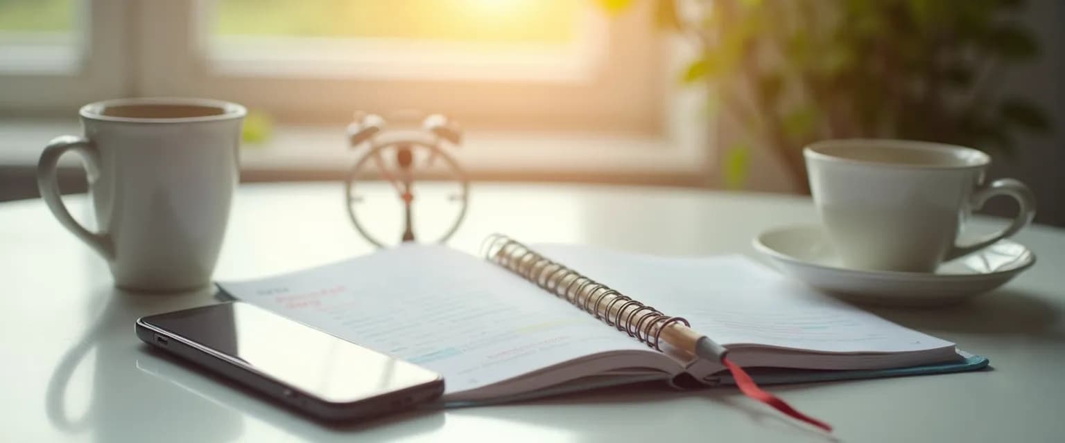 Person using a customized mindfulness workbook during a short break at work