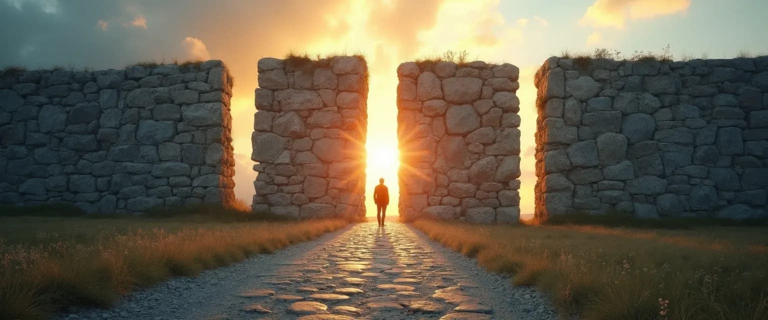 Visual representation of overcoming mental roadblocks on your journey of the mind toward personal growth