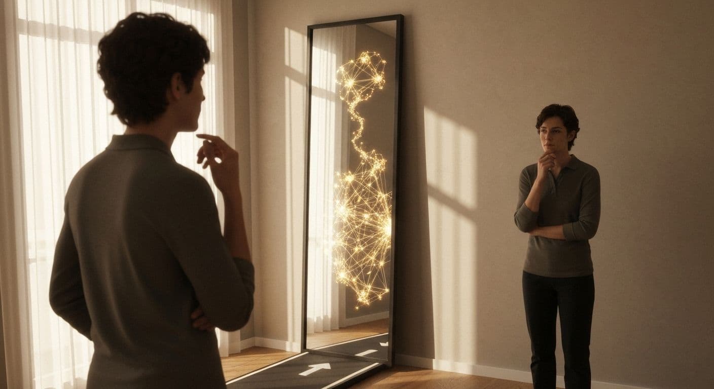 Person reflecting thoughtfully demonstrating self awareness understanding the self for better daily decision-making