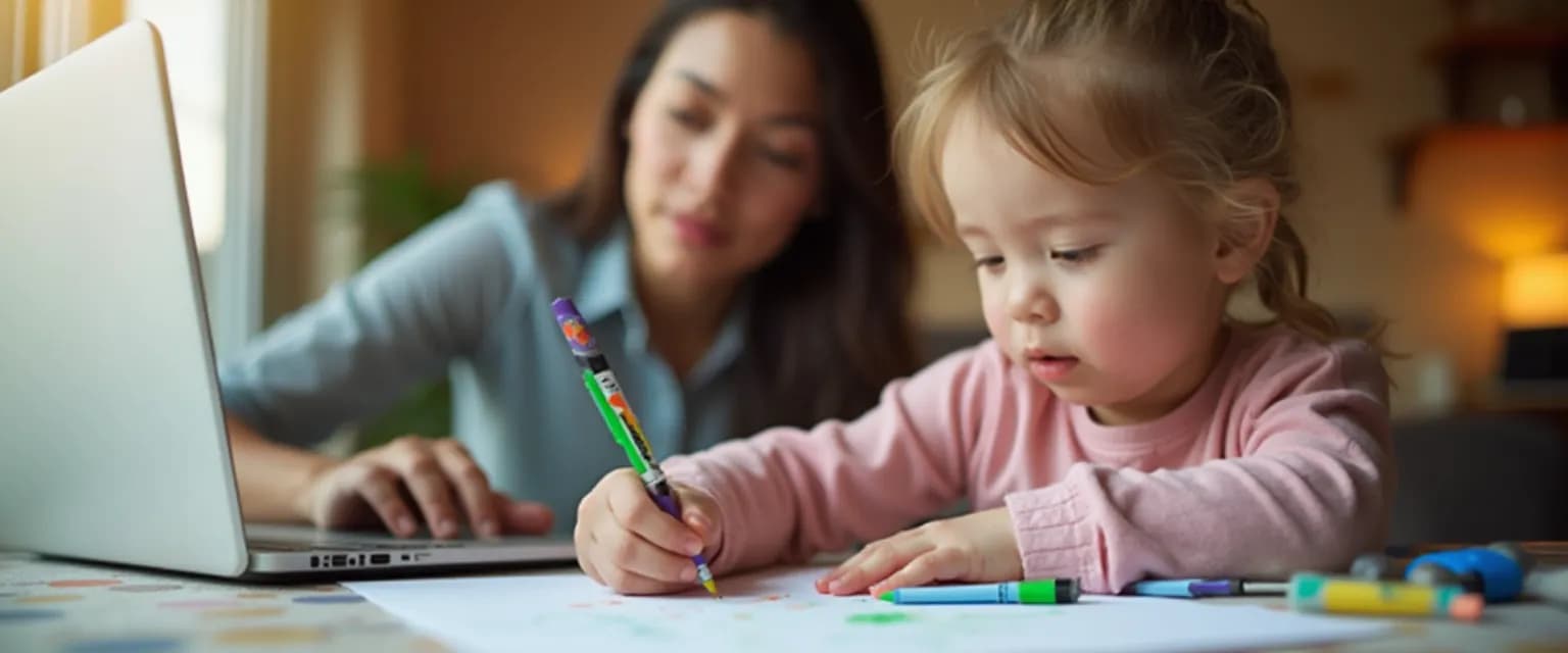 Working parent practicing emotional intelligence and EQ techniques during family time