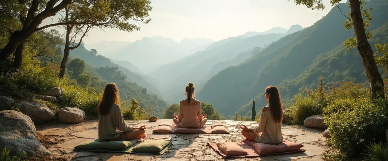 Person meditating at a peaceful mindfulness retreat near me with mountain views