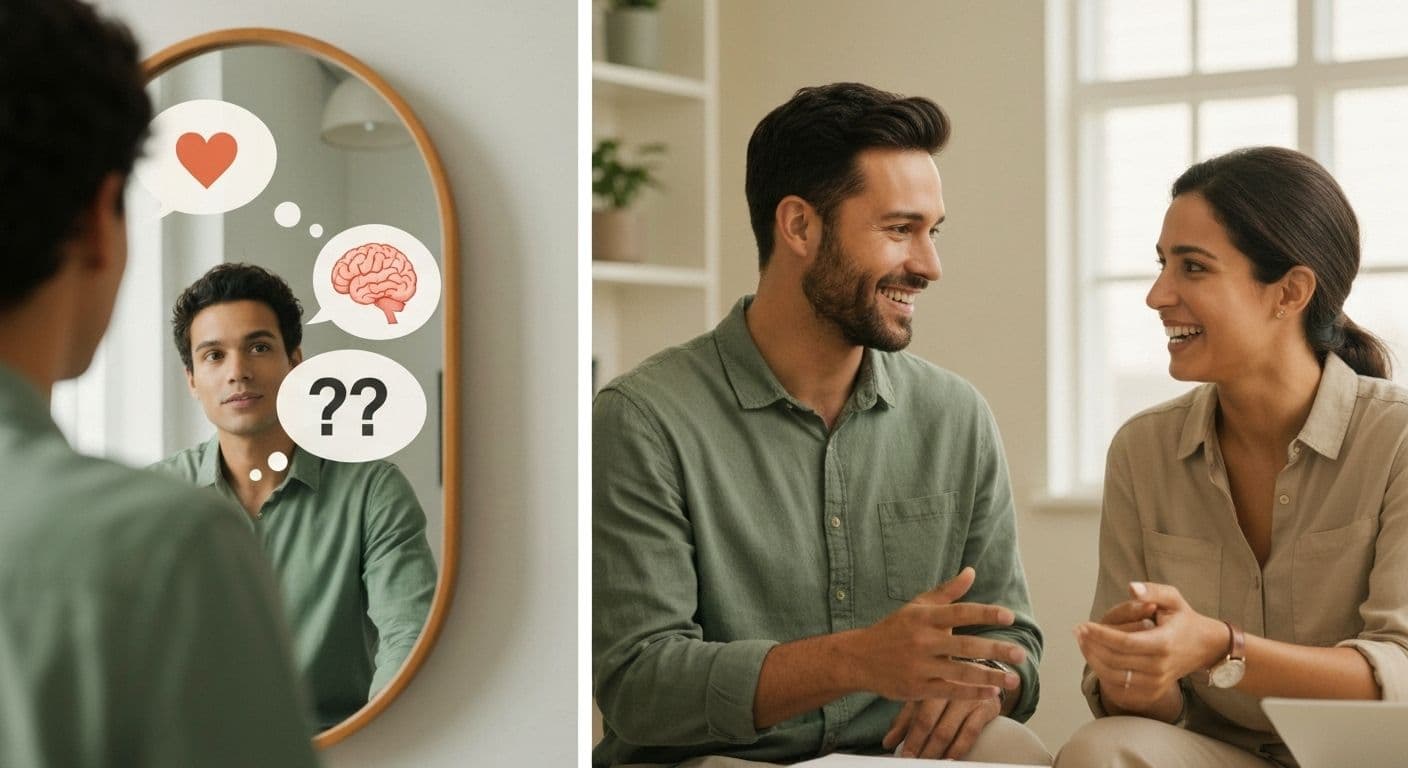 Person reflecting on EQ awareness and relationships with thoughtful expression