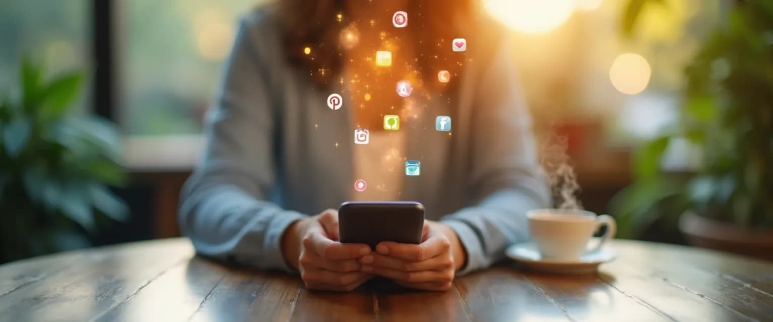 Person making mindful social media choices 3 weeks after breakup for emotional healing