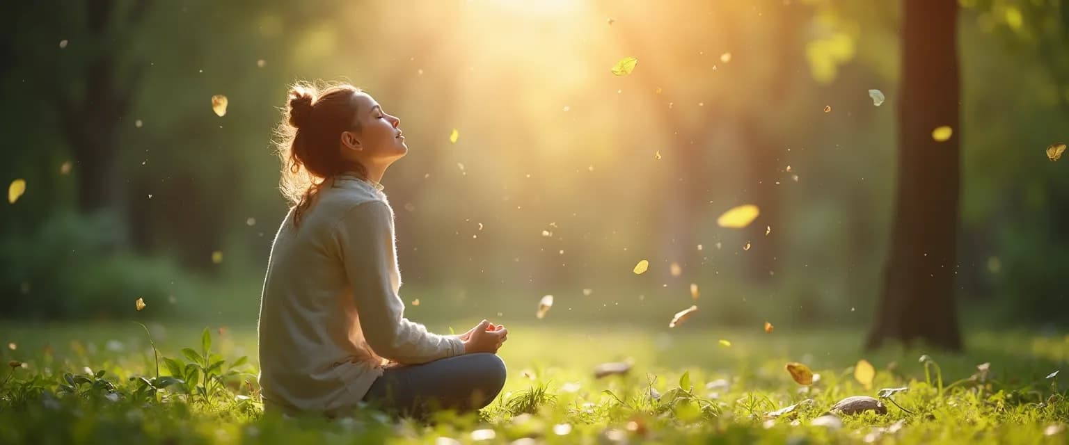 Parent practicing conscious mind quieting techniques while spending time with child