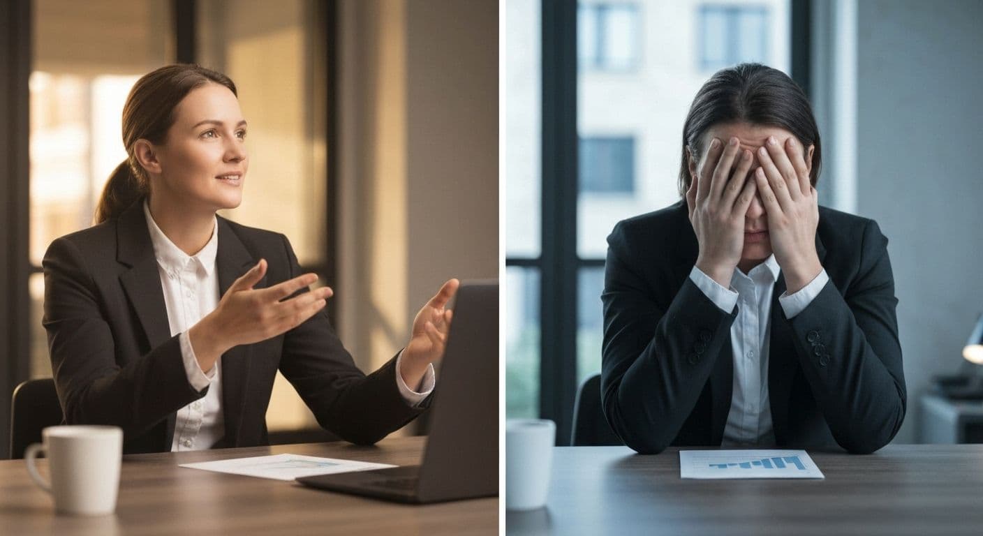 Person practicing self awareness and communication techniques during a stressful conversation