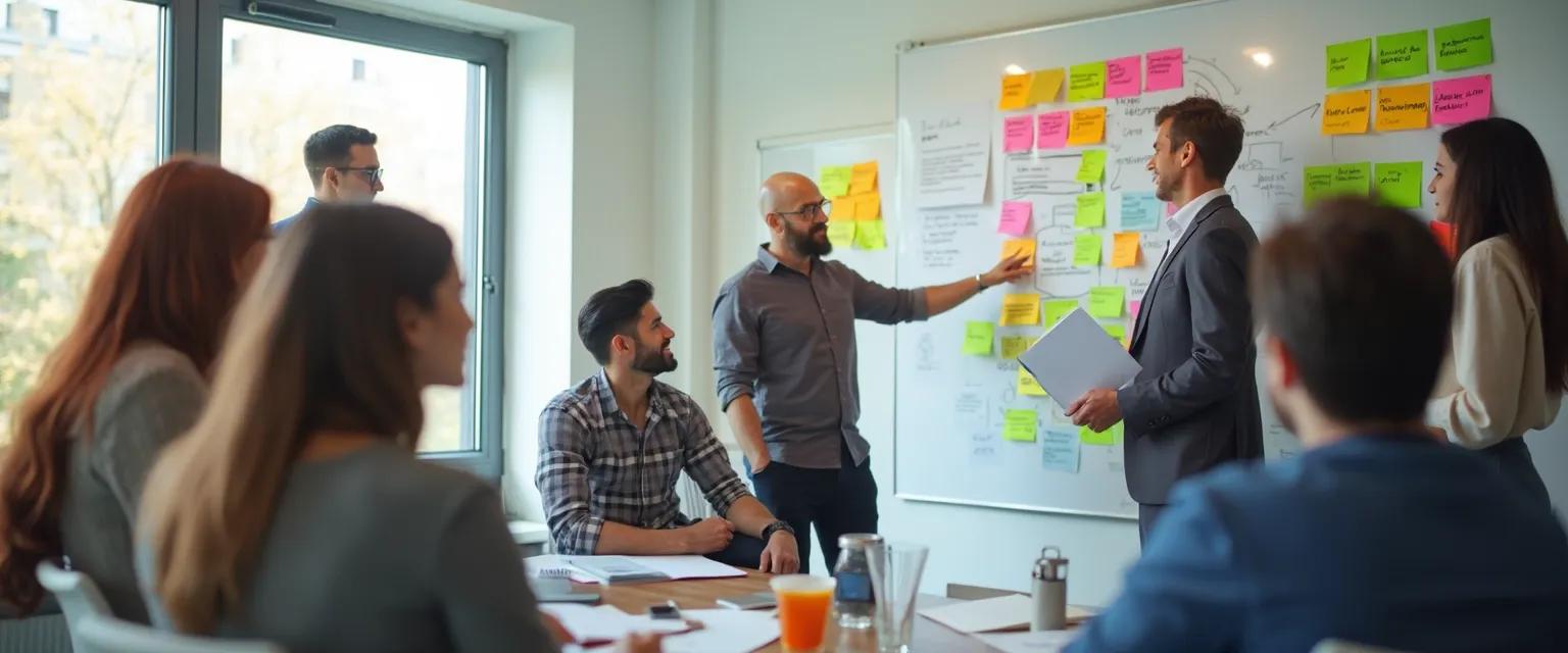 Team participating in emotional intelligence training courses in a collaborative workplace setting