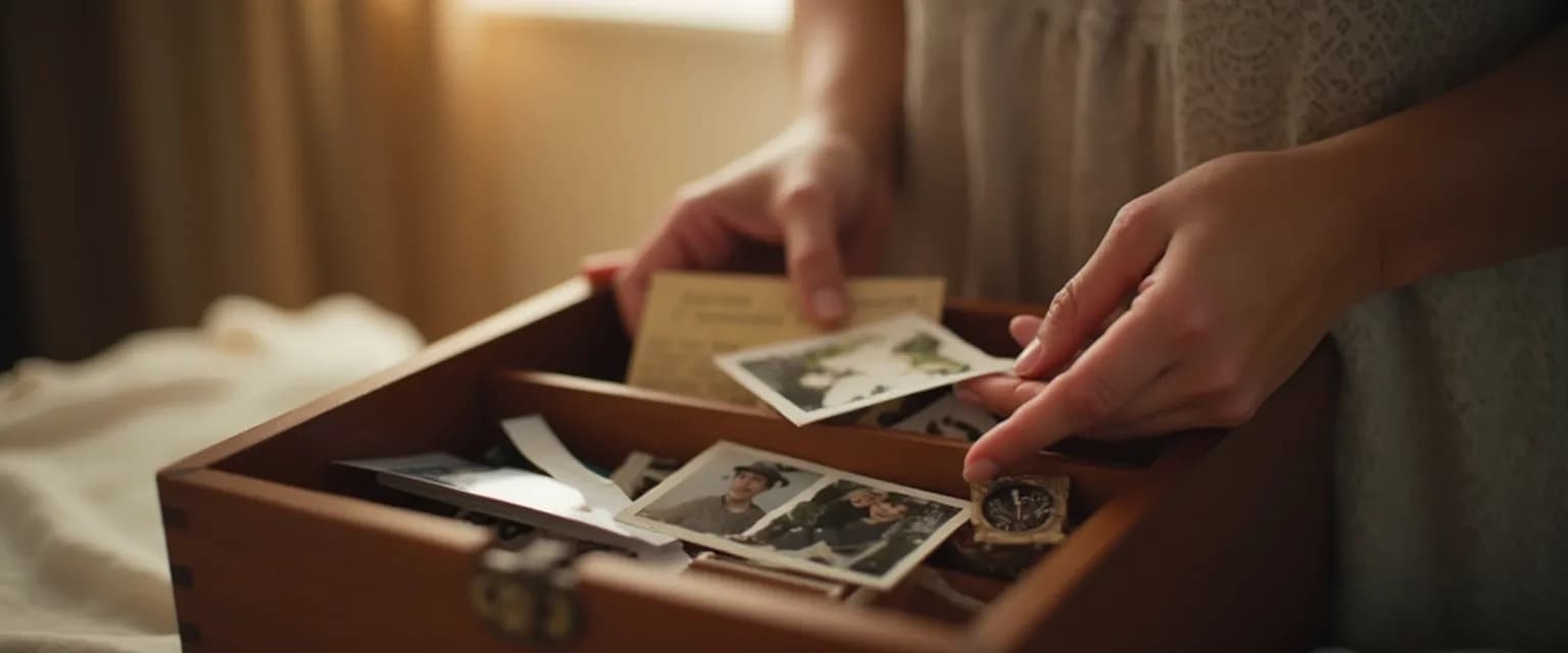 Memory box filled with thoughtful items to send to someone who lost a loved one