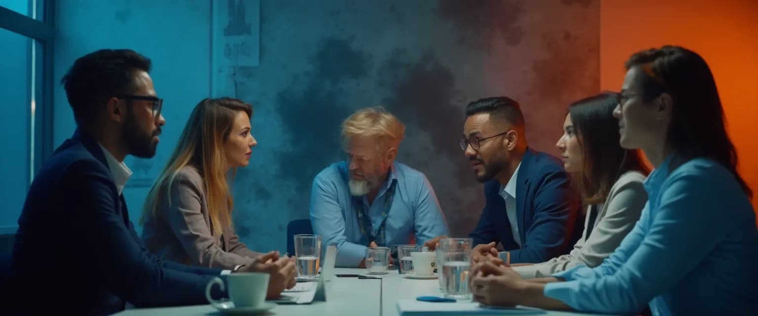 Team demonstrating the importance of emotional intelligence in the workplace during a high-pressure meeting