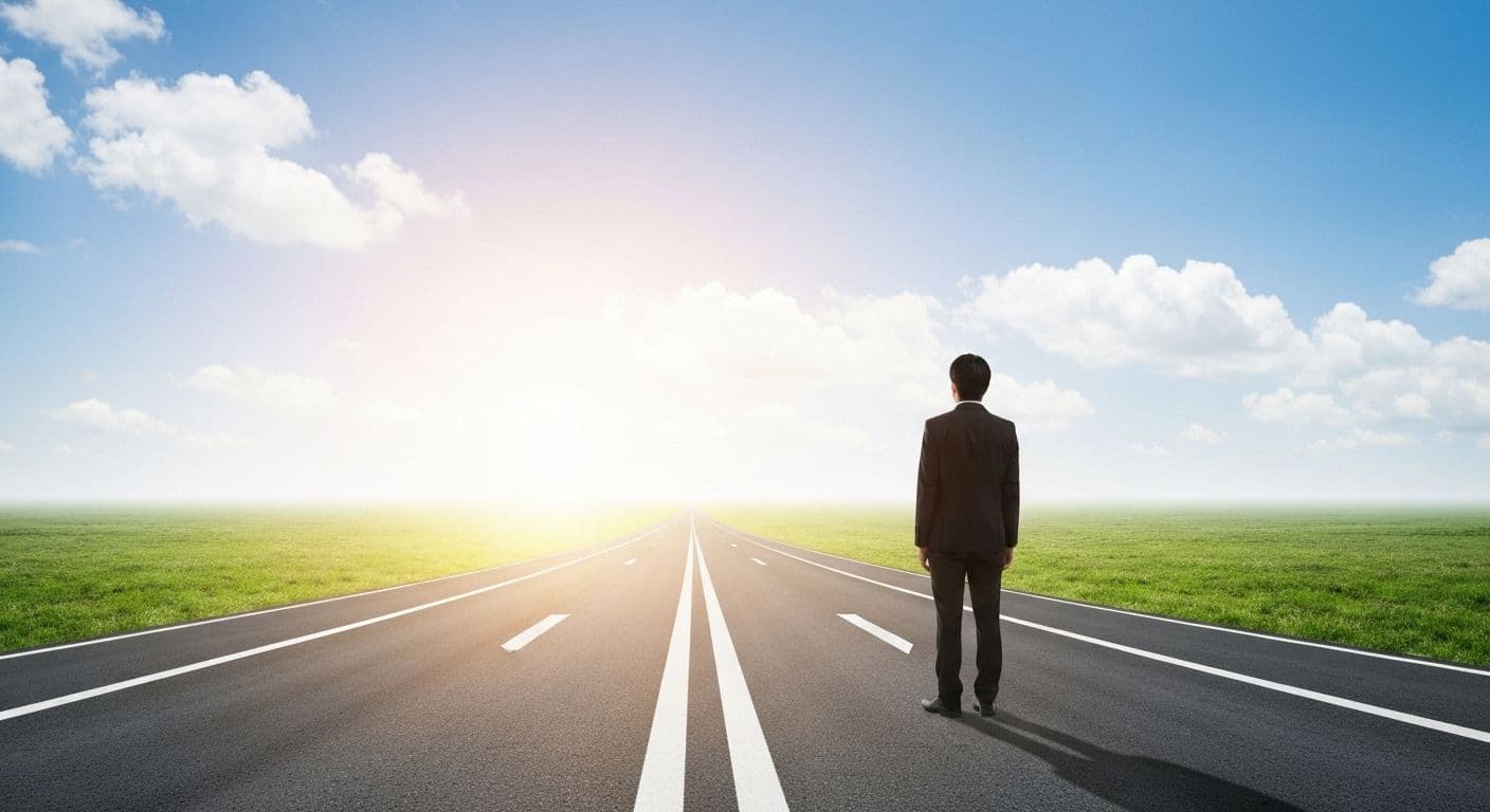 Professional visualizing career success by beginning with end in mind before career transition