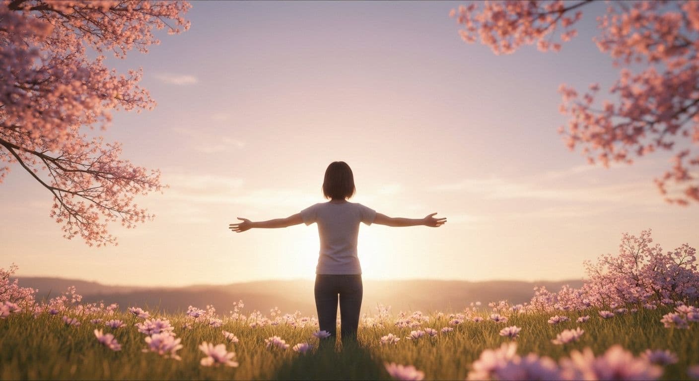 Person smiling peacefully while looking forward, representing loving again after heartbreak and emotional healing