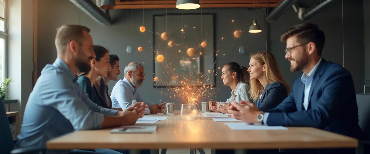 Diverse team members collaborating with high emotional quotient in workplace setting