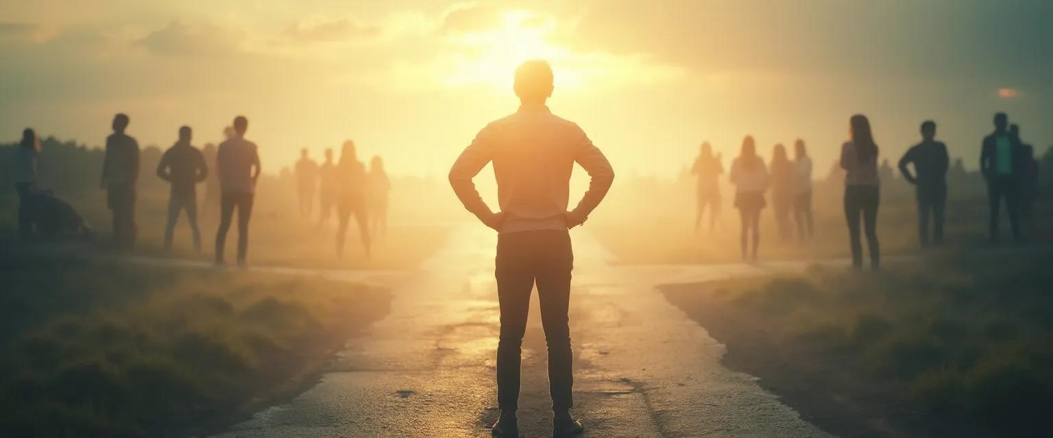 Person confidently making a decision, trusting their choice with a determined expression, illustrating confident decision-making