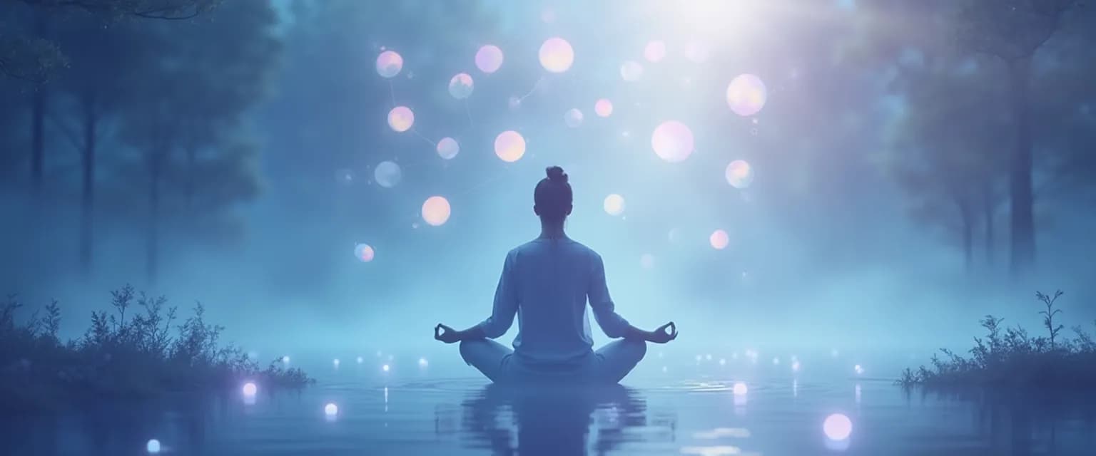 Woman practicing 5-minute techniques to quiet her anxious mind with breathing exercise