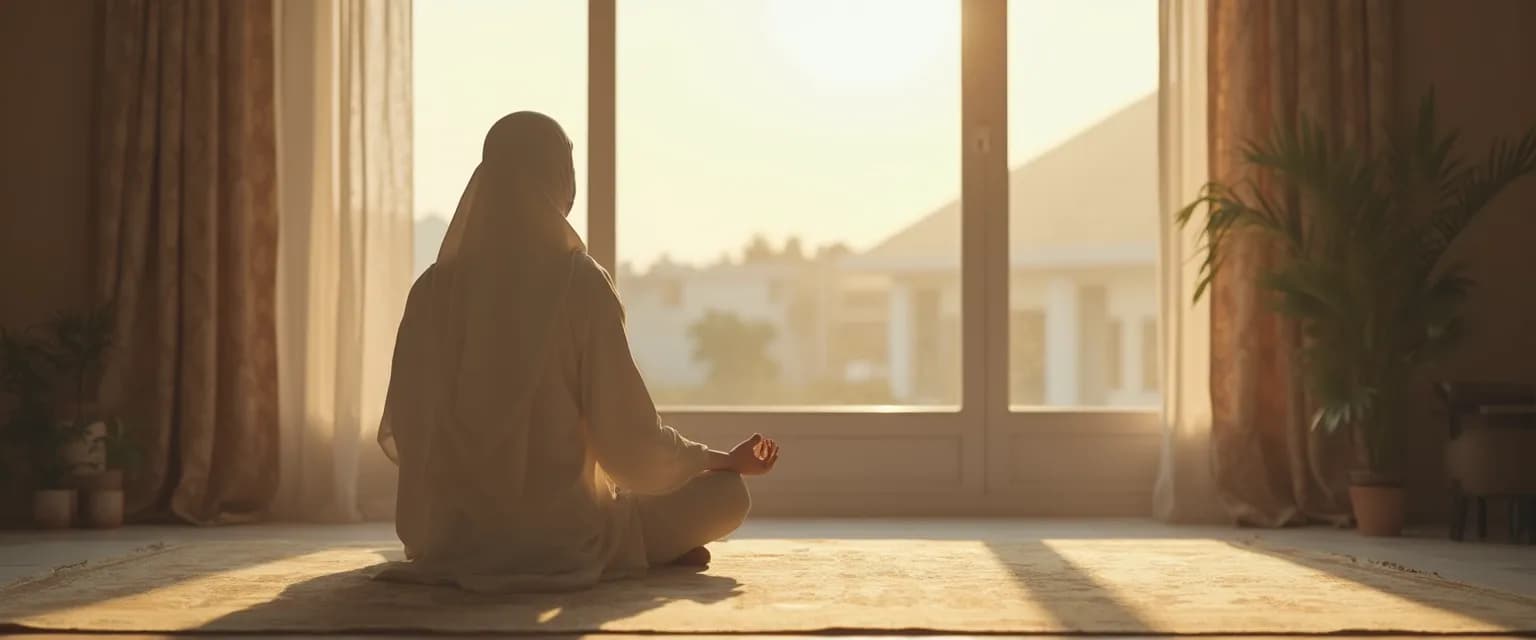 Muslim practicing self awareness in Islam through Muraqabah meditation