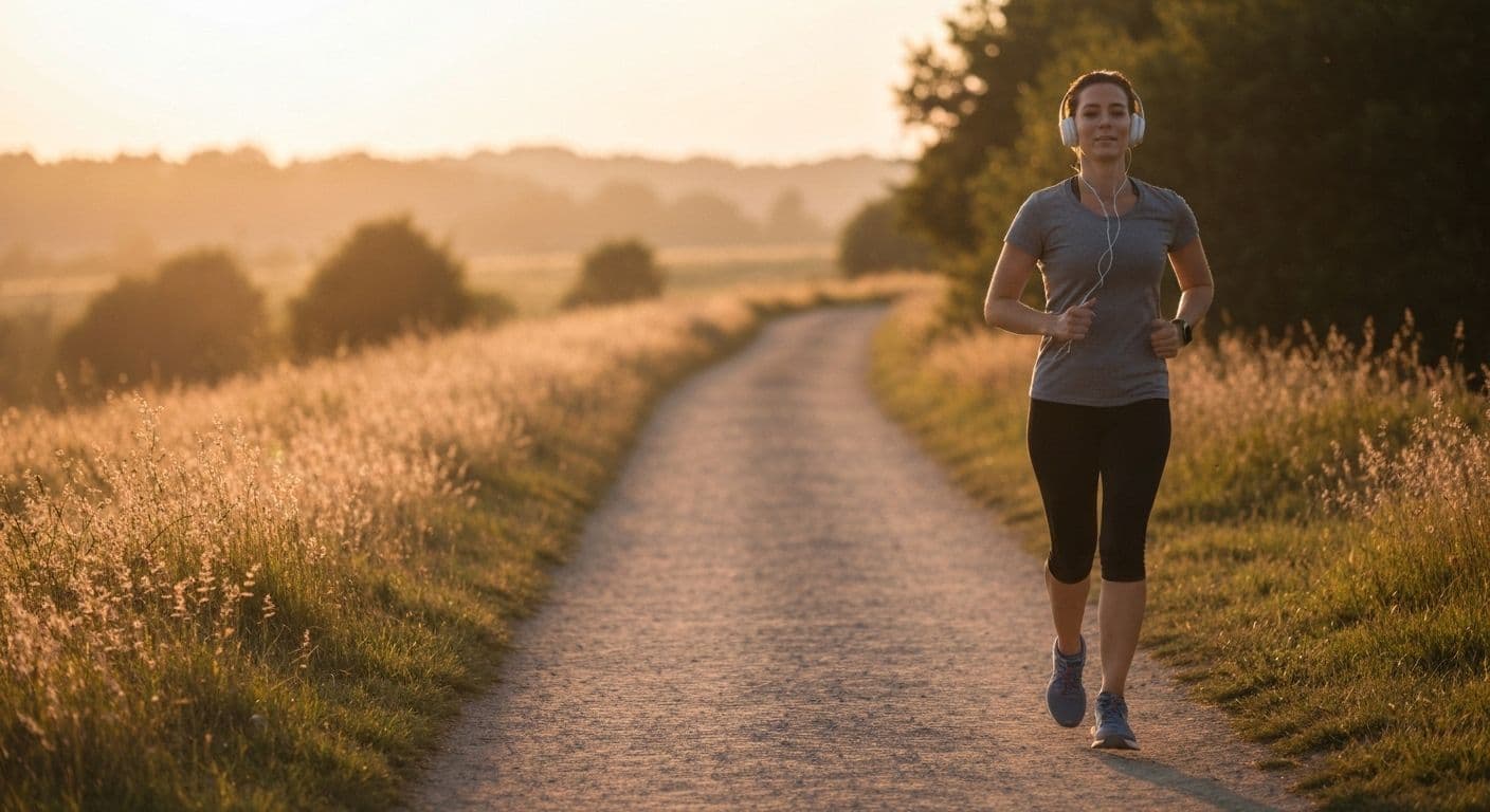 Person running outdoors demonstrating physical things to do to get over a breakup
