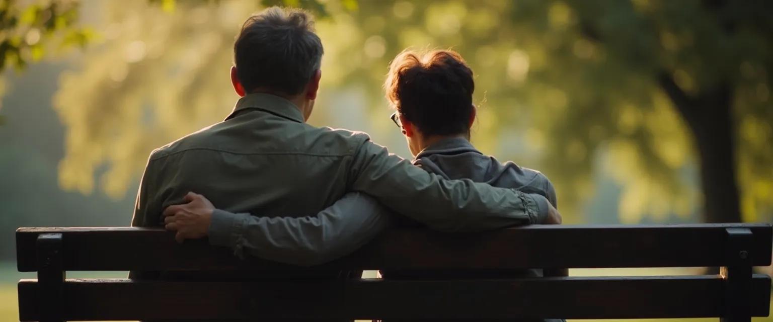 Friend sitting quietly with a bereaved person demonstrating what to say to a bereaved friend through presence
