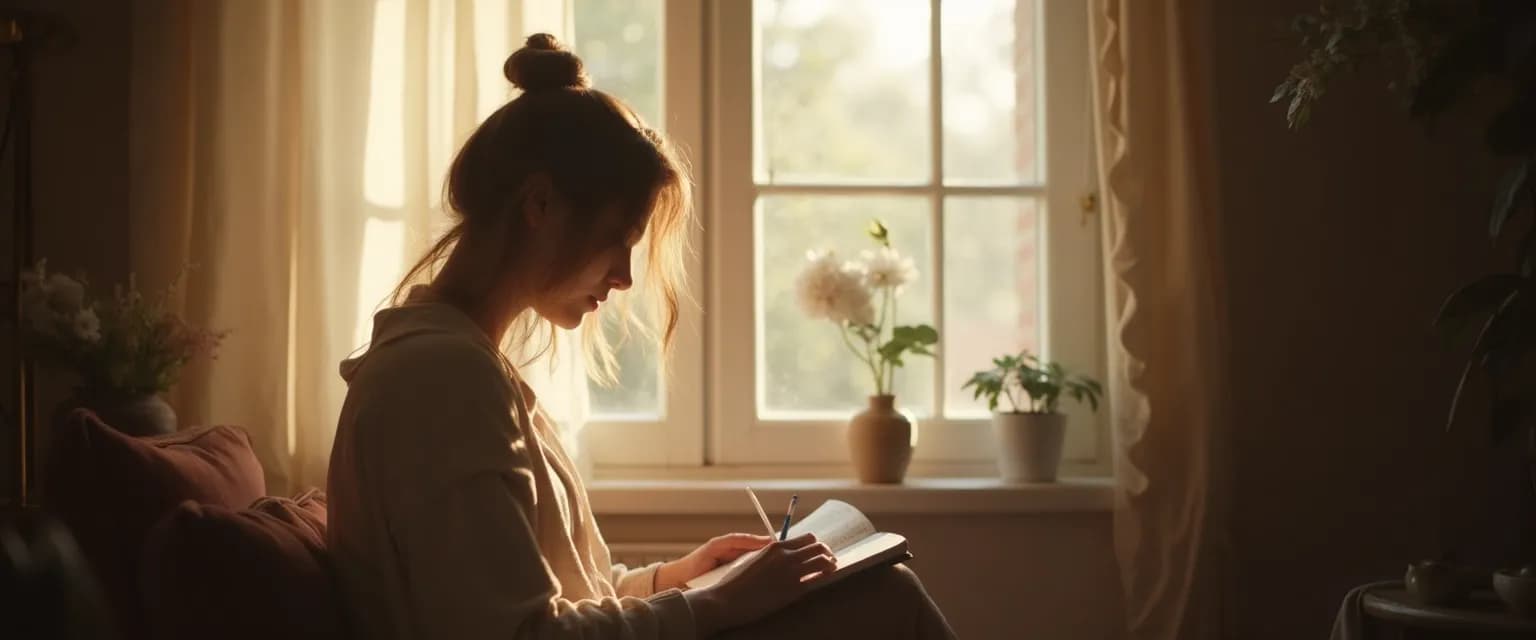 Introvert developing EQ self-awareness through quiet reflection and thoughtful analysis