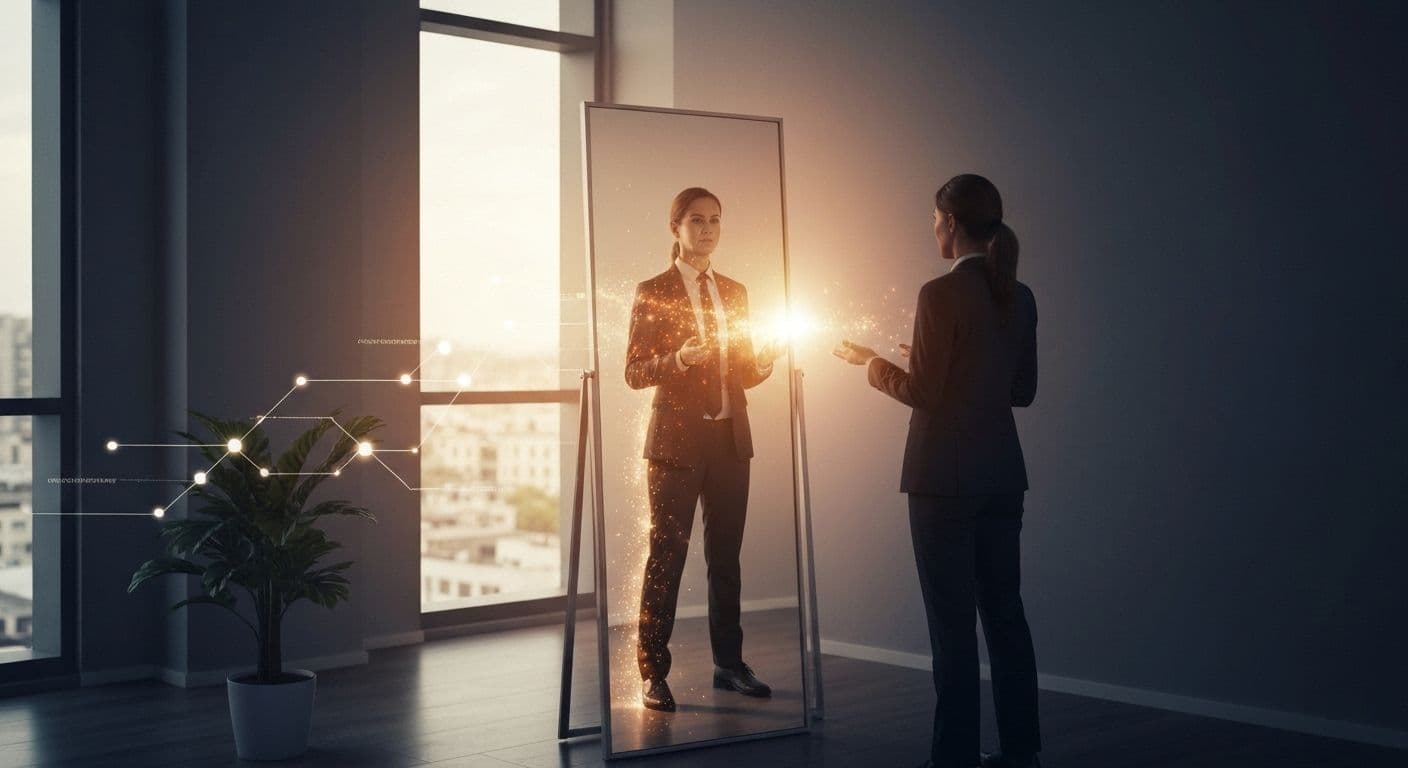 Professional reflecting on personal self awareness for career growth and development