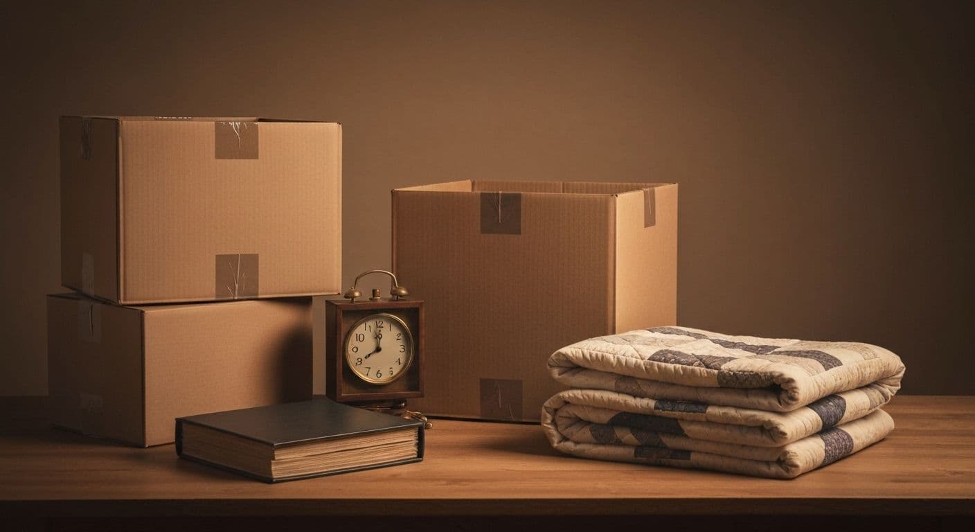 Person standing in doorway looking at parent's belongings while grieving a parent and processing loss