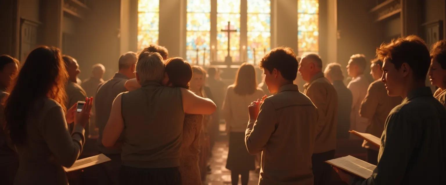 Faith community members supporting each other in a grief share group session