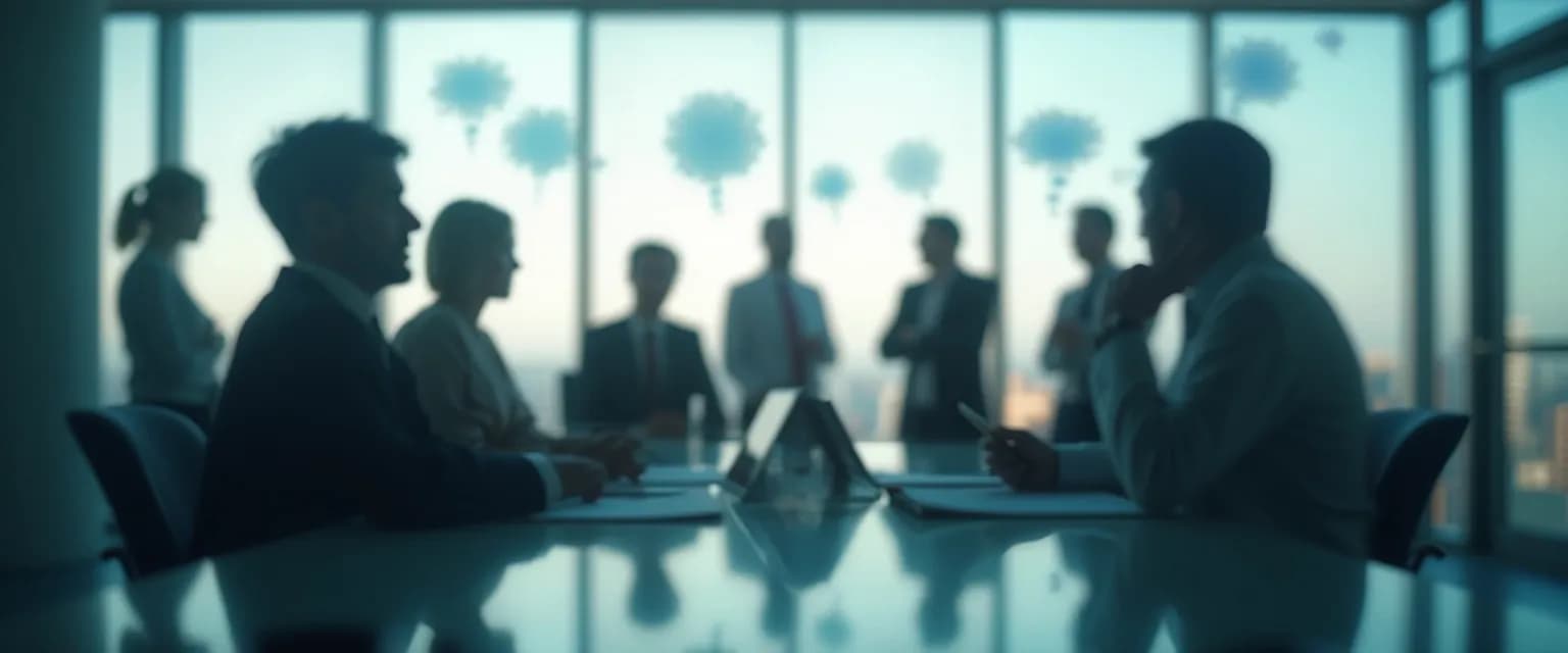 Professional engaging in self-awareness in the workplace during a team meeting