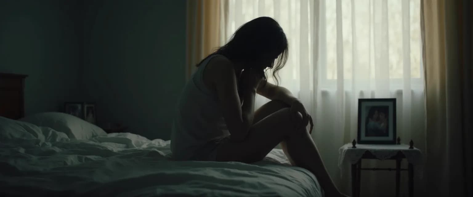 Person experiencing physical symptoms while grieving a spouse