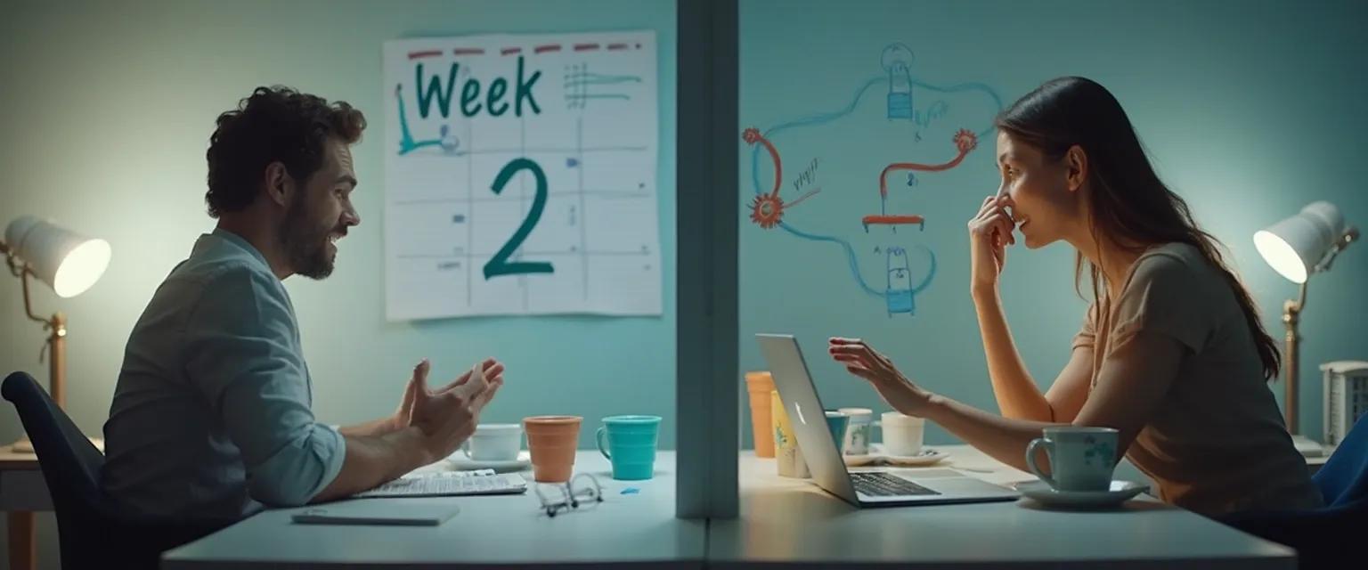 Chart showing increased procrastination during week two of habit formation