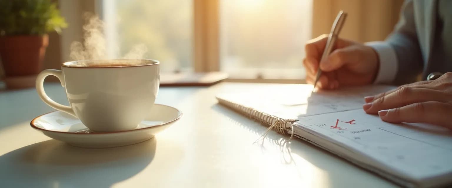 Person implementing 5 morning micro-habits for fixing procrastination at desk