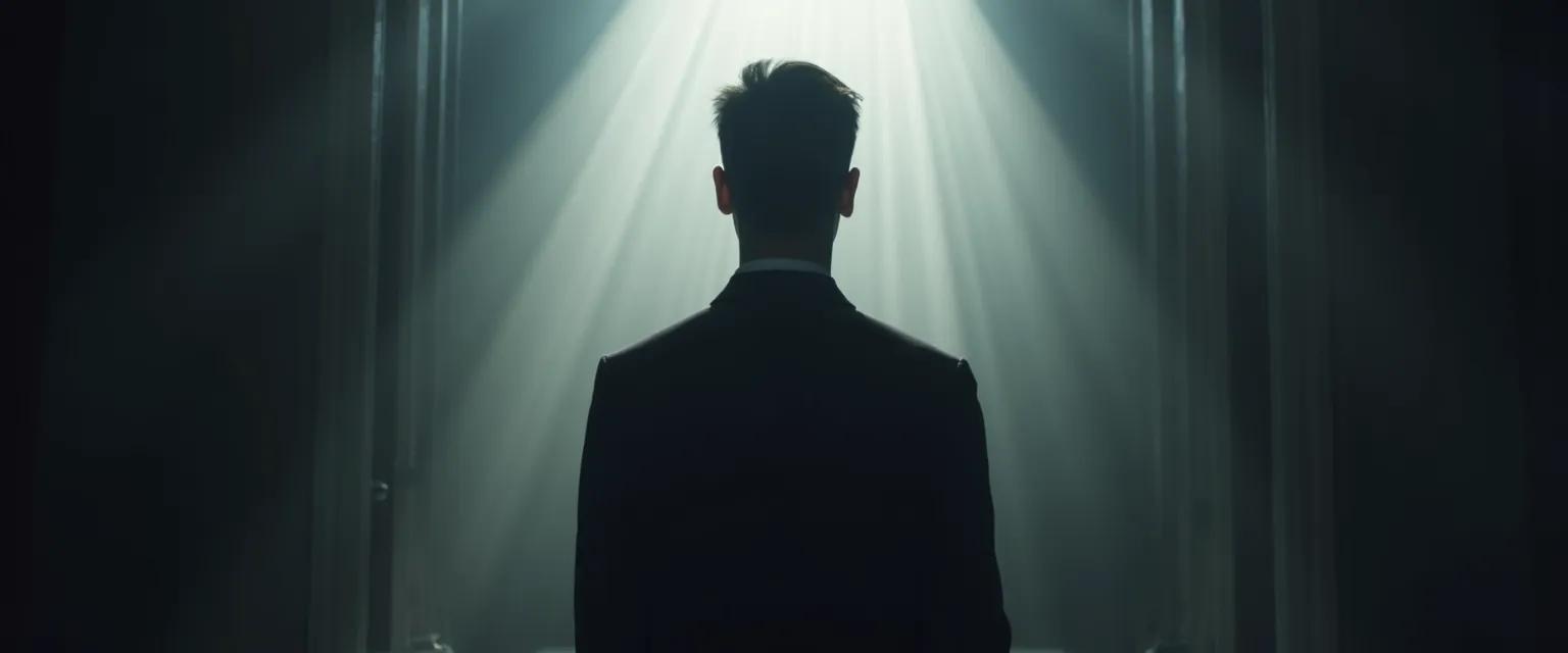 Person discovering self-awareness and success connection through reflection