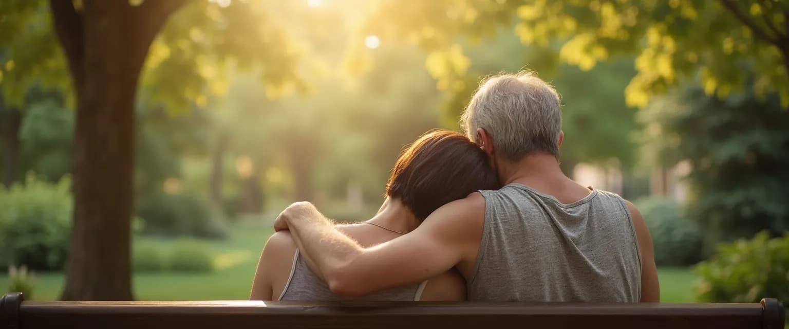 Friend providing silent support to someone who lost a loved one through presence and comfort